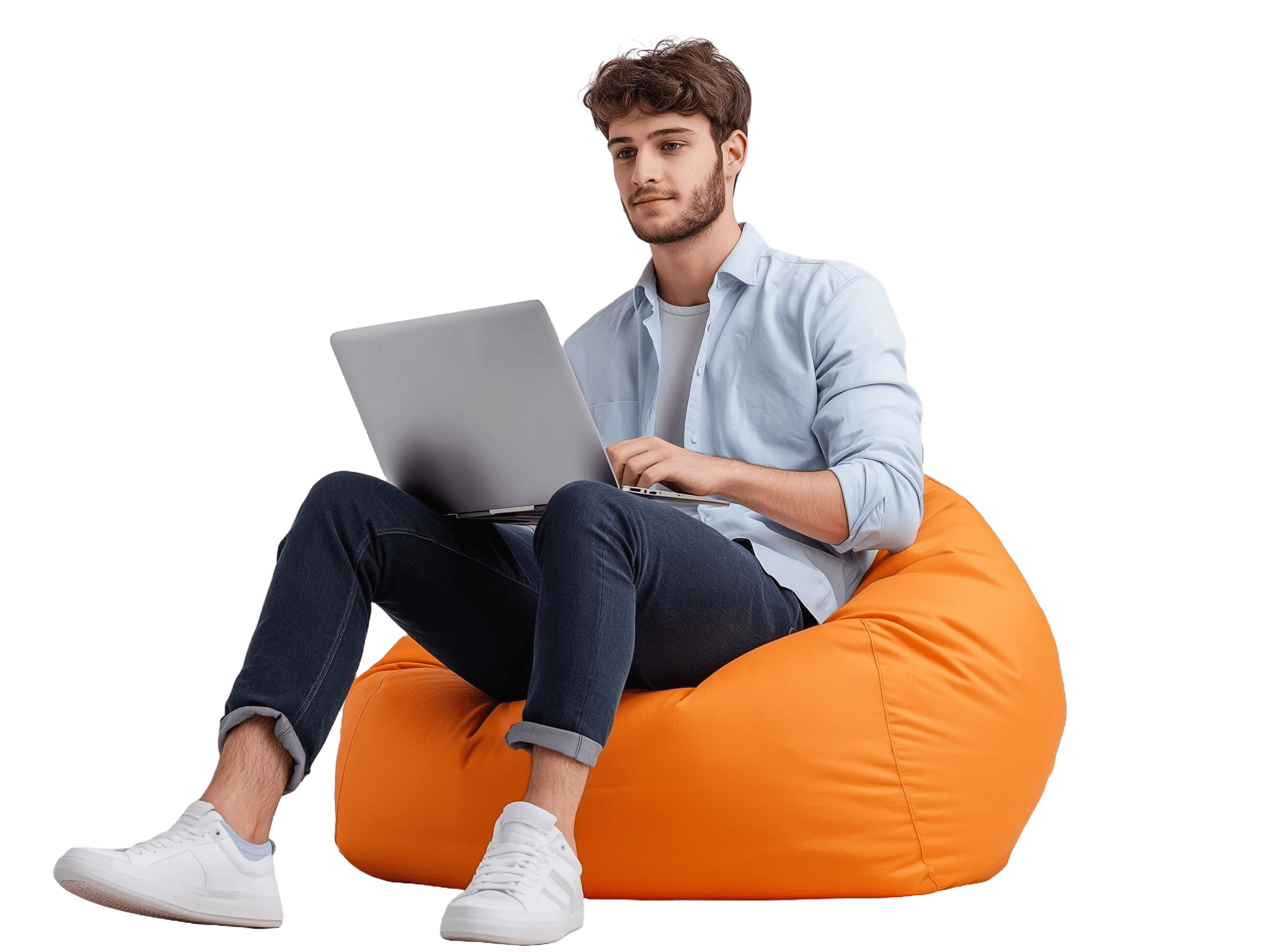 Man sitting on beanbag
