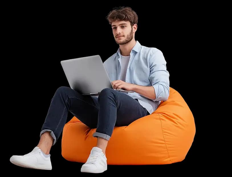 Man sitting on beanbag