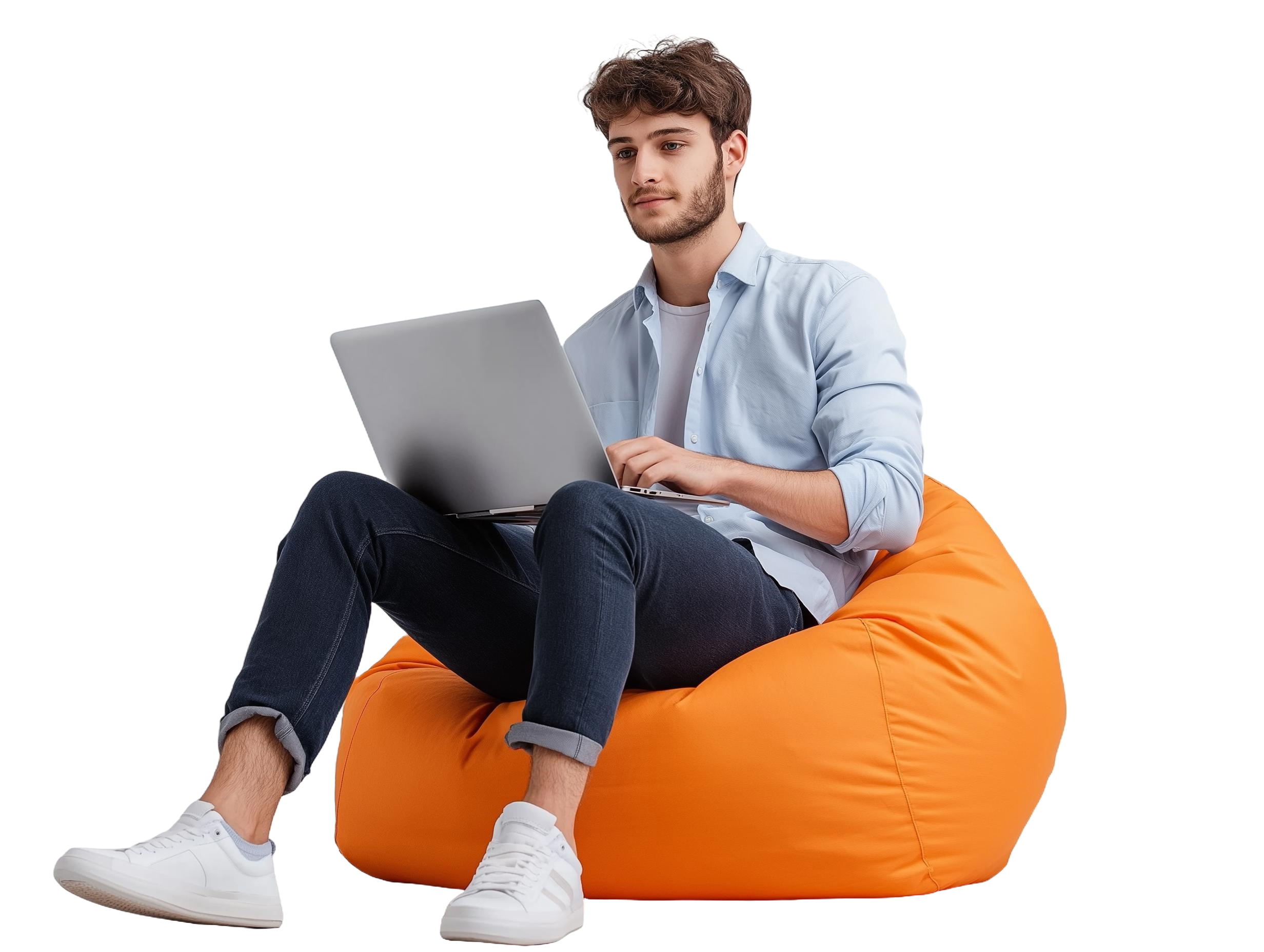 Man sitting on beanbag
